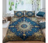 kaiyun Traditional Arabic Patterns 3D Printed Comforter Cover Sets Duvet Cover 3 Piece Microfibre Bedding Quilt Covers with Pillowcase And Zipper Single（135x200cm）