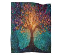 kaiyun Tree of Life, Colorful Mosaic Style Pattern Soft Throw Blanket 3D Printing Suitable for Living Room Bedroom Sofa Sofa Warm And Comfortable 50x60inch(127x152cm)