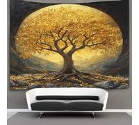 kaiyun Tree of Life Tapestry for Bedroom,Golden Leaves Tapestries,Art Tapestries Wall Hanging Decoration for Living Room Bedroom & Dorm 180cmx230cm