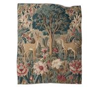 kaiyun Trees, Flowers, And Deer in The English Countryside Home Use Bedding 3D Digital Printed Plush Bed Blanket Sofa Throws 60x80inch(150x200cm)
