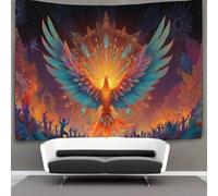 kaiyun Tribal Phoenix Rising from Flames, Mandala And Tribal Pattern Tapestry, Art Wall Hanging Decoration for Living Room Bedroom & Dorm 130cmx150cm