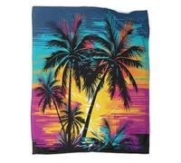 kaiyun Tropical Palm Trees Printed Blanket 3D Vibrant Sunset Art Design Bedspread Soft Warm Microfiber Throws And Patchwork Quilts 60x80inch(150x200cm)