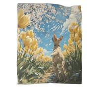 kaiyun Tulip Fields, Cherry Blossoms, Dogs Blanket,Soft,Comfortable And Warm,3D Pattern,Suitable for Home And Camping,50x60inch(127x152cm)