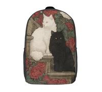 kaiyun Two Cats Sitting on The Stairs Children's Backpack,Kids Schoolbag Students Bookbag for Boys Girls,17inch