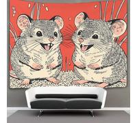 kaiyun Two Cute Little Gray Mice - with Smiles on Their Faces Decorations Tapestry 3D Printing Wall Blanket Wall Hanging for Living Room Bedroom Dorm Decor 130cmx150cm