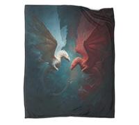 kaiyun Two Dragons Spread Their Wings And Soar, One White And One Red Blanket 3D Printed Throws Suitable Teens Adults Soft Plush Suitable for Holiday Bed Sofa 80x90inch(200x230cm)