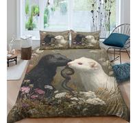kaiyun Two Female Mongooses Eating A Snake Printed Duvet Cover, 3Pcs with Pillowcase Bedding Bed Set,Microfibre Quilt Covers,3D Print, for Children Kids Boys Girls Double（200x200cm）