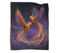 kaiyun Two Phoenixes Fly Side by Side in A Shining Spiral of Fire And Data Outdoor Camping Printed Soft Breathable Warm Blanket Four Seasons Bedroom Bedspread 70x80inch(180x200cm)