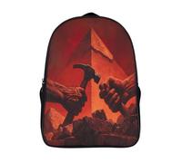 kaiyun Two Strong Hands Chiseling A Pyramid with A Hammer Illustration Children Backpack Rucksack Girls Boys Large Capacity Kids Travel Bag Lightweight for Teenagers Students 39x29x16cm