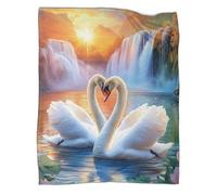 kaiyun Two Swans Throws Waterfall Sunrise Blankets Super Soft Lightweight Warm Comfortable Sofa Duvet Cover Travel 40x50inch(100x130cm)