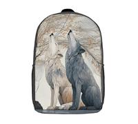 kaiyun Two Wolves Sitting Under A Willow Tree Boys Girls Babies Toddler Backpack Side Hidden Pockets,with Adjustment Buckle Kids Travel Bag For, 17inch