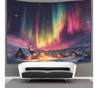 kaiyun Village Tapestry Psychedelic Starry Sky Show Over Snow City Wall Hanging Tapestries for Bedroom Living Room Apartment Dorm Decorations Wall Art Decor 100cmx150cm