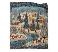 kaiyun Vintage Bohemian Folk Art Home Use Bedding 3D Beautiful Christmas Scene Digital Printed Plush Bed Blanket Boys And Girls Sofa Throws 80x90inch(200x230cm)