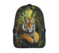 kaiyun Vivid Oil Painting Style Backpacks Kids Tiger in Ancient Forest Schoolbag with Adjustable Shoulder Strap Casual Daypack Sports Gym Outdoor 16 inch