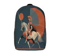 kaiyun Warrior on Horseback, Holding A Spear Childrens Premium School Travel Bag with Side Hidden Pockets, Bookbag for Boys Girls,Adjustment Buckle Rucksack 17inch