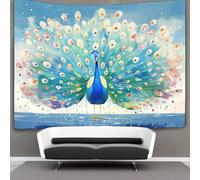 kaiyun Water Drops Falling Tapestry Peacock Spreads Wings Wall Hanging Tapestries for Bedroom Living Room Apartment Dorm Decorations Wall Art Decor 70cmx100cm