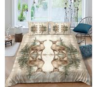 kaiyun Watercolor Deer 3D Printed Duvet Cover Microfibre for Kids Teens Adults Vertical Mirroring Soft Quilt Covers Easy Care Bedding Sets with Pillowcase King(220x240cm)