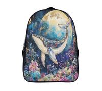 kaiyun Whale Diving in The Moon Teenagers Backpack Middle School Students Beautiful Sea Bookbag Outdoor Daypack 16 inch