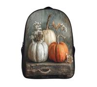 kaiyun White And Orange Pumpkins on Rustic Distressed Table Children Backpack Rucksack Girls Boys Large Capacity Kids Travel Bag Lightweight for Teenagers Students 39x29x16cm