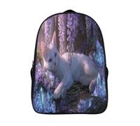 kaiyun White Cat Backpacks Kids Wisteria And Bluebells Schoolbag with Adjustable Shoulder Strap Casual Daypack Sports Gym Outdoor 16 inch