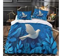 kaiyun White Dove Flying Above The Earth Duvet Cover 3Pcs Set 3D Printed Paper Cut Style Quilt Covers Set with Pillowcase Microfibre Bedroom Bedding Set Super King(260x220cm)