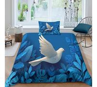 kaiyun White Dove Flying Above The Earth Duvet Cover Paper Cut Style 3D Printed Bedding Set 3Pcs Microfiber Quilt Cover, with Pillowcase Comforter Cover Adults And Teens Single(135x200cm)