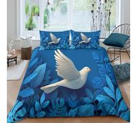 kaiyun White Dove Flying Above The Earth Duvet Cover Set 3 Piece Bedding Set 3D Print Soft Microfibre Polyester Cover with Pillowcases,paper Cut Style Quilt Cover Double(200x200cm)