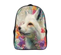 kaiyun White Fox Backpacks Kids Colorful Dragon Flower Schoolbag with Adjustable Shoulder Strap Casual Daypack Sports Gym Outdoor 39x29x16cm