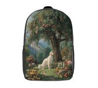 kaiyun White Golden Retriever Under The Apple Tree School Bags for Girls Boys Teenage Backpack Lightweight Travel Primary, Casual Rucksack for Men Women 17inch