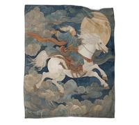 kaiyun White Horse And Rider, Clouds And Bright Moon Throws And Patchwork Quilts,40x50inch(100x130cm),Soft Blanket with Pattern