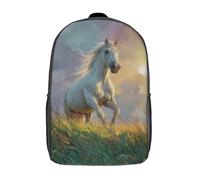 kaiyun White Horse Galloping on The Green Grass Kids Travel Backpack Kindergarten Schoolbag Bookbag For Girls Boys Baby 17inch