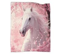 kaiyun White Horse Soft And Comfortable 3D Printed Fantasy Art Style Throw Blanket for Kids Adults for Bed Sofa 40x50inch(100x130cm)