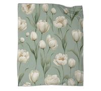 kaiyun White Tulip And Peony Pattern Pattern Soft Throw Blanket 3D Printing Suitable for Living Room Bedroom Sofa Sofa Warm And Comfortable 70x80inch(180x200cm)