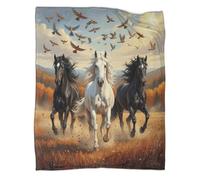 kaiyun Wild Horses Galloping Blanket,Artistic Wildlife Scene Perfect Sofa Bed Cover 80x90inch(200x230cm),soft And Comfortable to The Touch,suitable for Keeping The Whole Family Warm