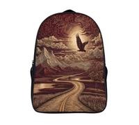 kaiyun Winding Long Asphalt Road, Moon, Little Eagle, Mountain Kids Travel Backpack Kindergarten Schoolbag Bookbag For Girls Boys Baby 39x29x16cm