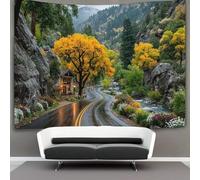 kaiyun Winding Roads with Changing Scenery of The Four Seasons Tapestry Wall Hanging for Bedroom Home Decor HD Printing Living Room, Dorm 150cmx200cm