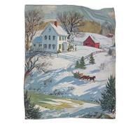 kaiyun Winter Farm Bedding Boys And Girls Blanket House Small Red Barn Horse Drawn Carriage Printed Fluffy Soft Comfortable Suitable for Sofa Bed 70x80inch(180x200cm)