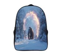 kaiyun Winter Wonderland Children's Backpack,Kids Schoolbag Mammoth Portal Spins Bright Colors Students Bookbag for Boys Girls,16 inch