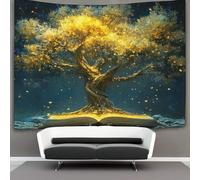 kaiyun Wisdom Tree Tapestry,Book Wall Art Aesthetic Home Decoration for Living Room Dorm 100cmx150cm