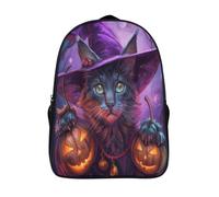 kaiyun Witch Cat Backpack School Bags Kids,for Girls,Boys Pumpkin Bookbag for Elementary,Children's Rucksack 16 inch
