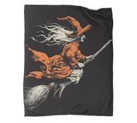 kaiyun Witch Illustration, Flying on A Broom Blanket,Soft,Comfortable And Warm,3D Pattern,Suitable for Home And Camping,40x50inch(100x130cm)