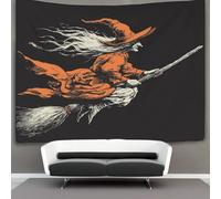 kaiyun Witch Illustration, Flying on A Broom Tapestry Bedroom Aesthetic - Indie Wall Room Decor Wall Hanging,Wall Art 180cmx230cm