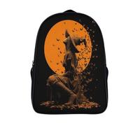 kaiyun Witch Looking at The Moon at Night with Bats School-Bags Backpacks for Teens,Elementary Girls Bookbags, Lightweight Casual Daypack 16 inch