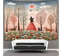 kaiyun Witch Tapestry Wall Hanging,Forest Creature for Bedroom Decor Birthday Party Celebration Or Garden Backdrop 150cmx200cm