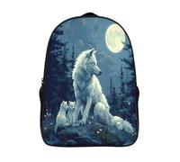 kaiyun Wolf And Cub Boys Girls Babies Toddler Backpack Side Hidden Pockets,Moonlight Forest,with Adjustment Buckle Kids Travel Bag For, 16 inch