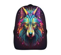 kaiyun Wolf Childrens Premium School Travel Bag with Side Hidden Pockets,Wildlife Bookbag for Boys Girls,Adjustment Buckle Rucksack 16 inch