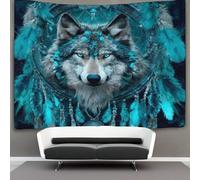 kaiyun Wolf Face in Dreamcatcher Tapestry, Wall Hanging,Wall Art for Bedroom Aesthetic Home Decoration for Living Roombedroom 100cmx150cm