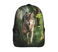 kaiyun Wolf in The Forest Backpack for Girls Realistic Background Children's Bookbag Lightweight for School Travel Bag,Teen Boys Daypack 16 inch