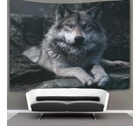 kaiyun Wolf Perched on A Rock in The Forest Tapestry, Wall Hanging,Wall Art for Bedroom Aesthetic Home Decoration for Living Roombedroom 70cmx100cm
