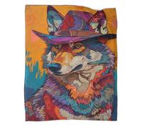 kaiyun Wolf Psychedelic Blanket - Versatile Warm Bedding Detective Hat Soft And Comfortable Travel Bed Throws And Patchwork Quilts 60x80inch(150x200cm)